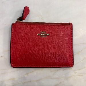Coach Red Leather Zip Pouch
